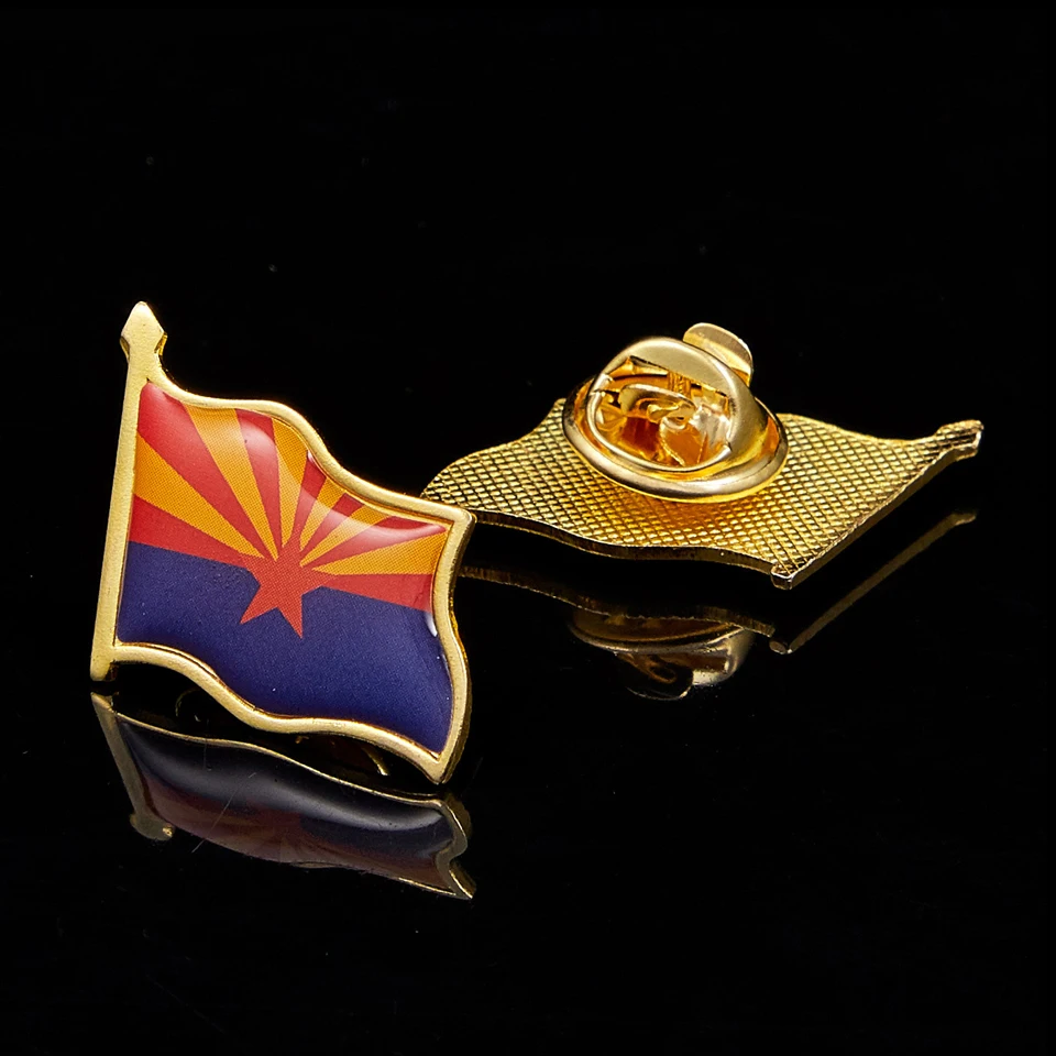5PCS USA State of Arizona Flag Pin Brooch Gold Plated Badge Jewelry Pins Decorations