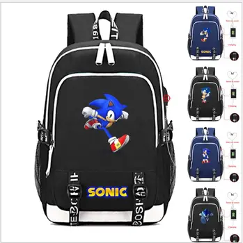 

Anime Games Sonic The Hedgehog USB Backpack Cosplay Black Unisex Teens Laptop Travel Bag Student School Bags Gift Mochias