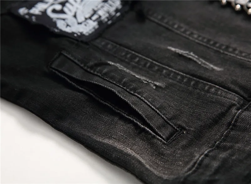 Men's Hip Hop Printed Denim Jackets Fashion Badge Patchwork Jackets Coats For Male Outwear Brand Designer  (1)