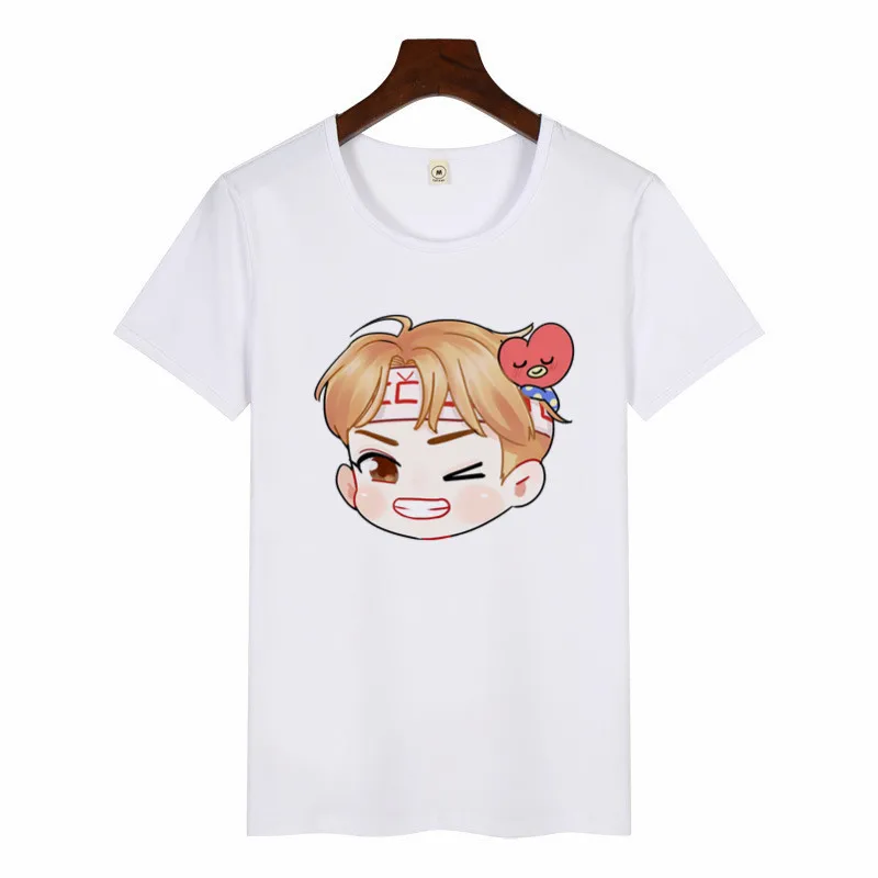 Женская футболка SUGA JIMIN с принтом альбома женская футболка в Корейском стиле Harajuku футболка Kawaii с графическим принтом из мультфильма Повседневная футболка - Цвет: p1487H-white