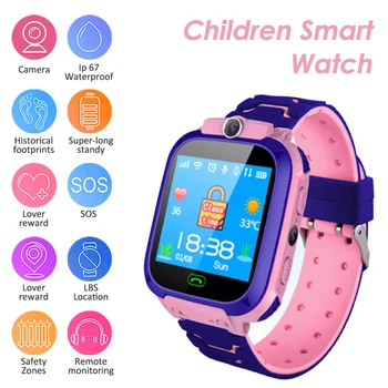 

S12B Multifunctional Kids Children Smart Watch Tracker Intelligent Band Call Camera Alarm Clock LBS Positioning for Present Gift