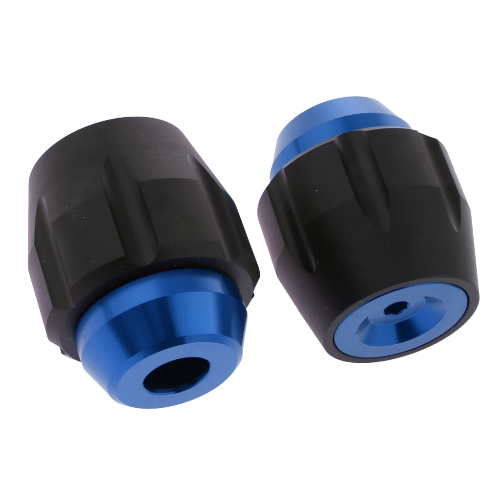 2 PCS CNC Aluminum Front Wheel Fork Axle Sliders Cap Crash Cover for Motorcycle Rim Wheels, Universal Fit, Blue