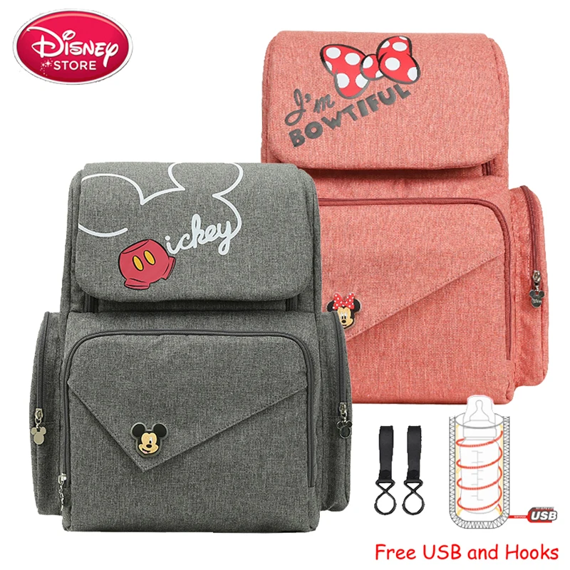 Sac à couches Disney pour maman | Sac pour bébé, Mickey Mouse, chauffage USB, sac à main de maternité, sac de voyage pour soins de bébé, nouveau 2019