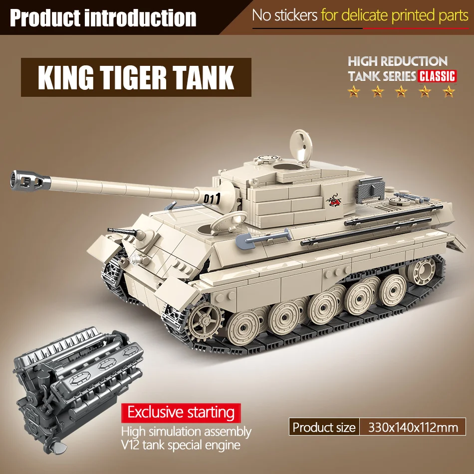 Blocos de Construção Brinquedos para Meninos Alemão Tigre Rei Tanque Militar Exército Soldado Arma Figuras Blocos Presentes 978 Pçs Ww2 3 High Quality Brinquedos e hobbies
