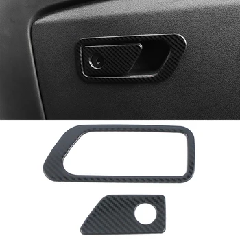 

For Ford Explorer U625 2020 2021 Accessories Steel Matte Carbon Front Glove Storage Box Opener Switch Cover Trim 2pcs LHD