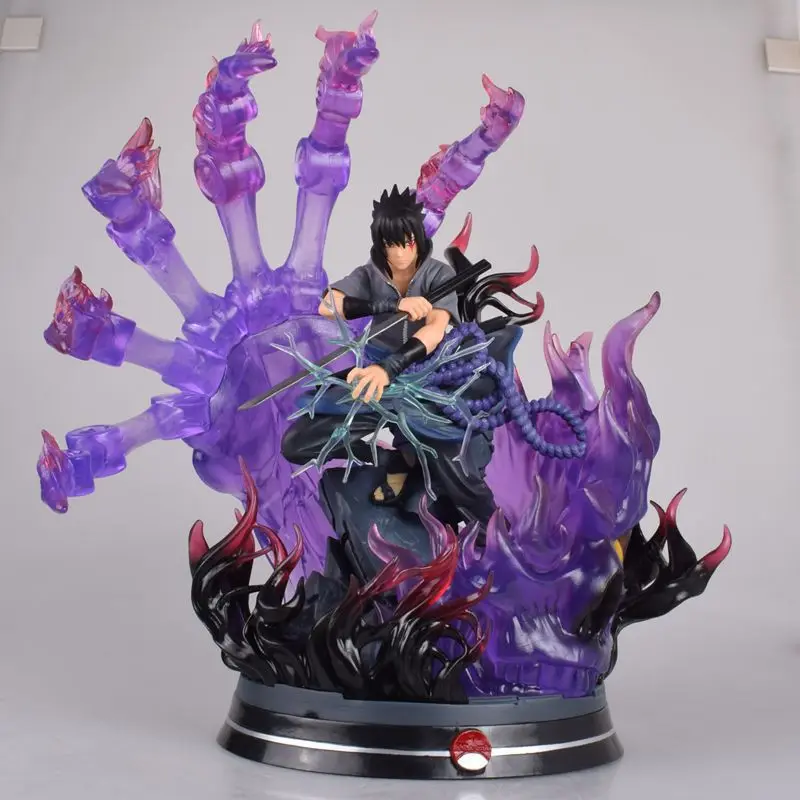 

35cm Large Naruto Anime Figure Purple Magic Palm Kurama kyuubi Ootutuki Hagoromo Naruto Uchiha Sasuke with Light Children Toys
