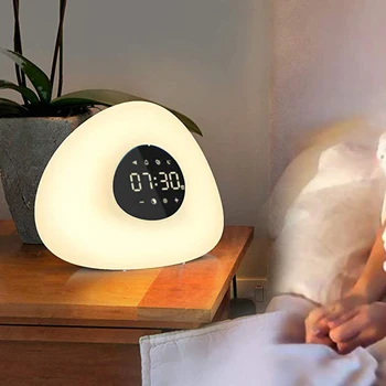 

Sunrise Sunset Simulation Alarm Clock - Rechargeable Wake Up Night Light with 10 Nature Sounds 7 Colors - Sleep Aid Bedrooms Lam