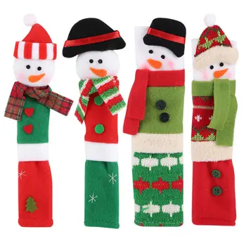 

3 PCS/set Christmas Snowman Theme Protective Cover Refrigerator Door Microwave Oven Handle Cover Christmas Decorations for Home