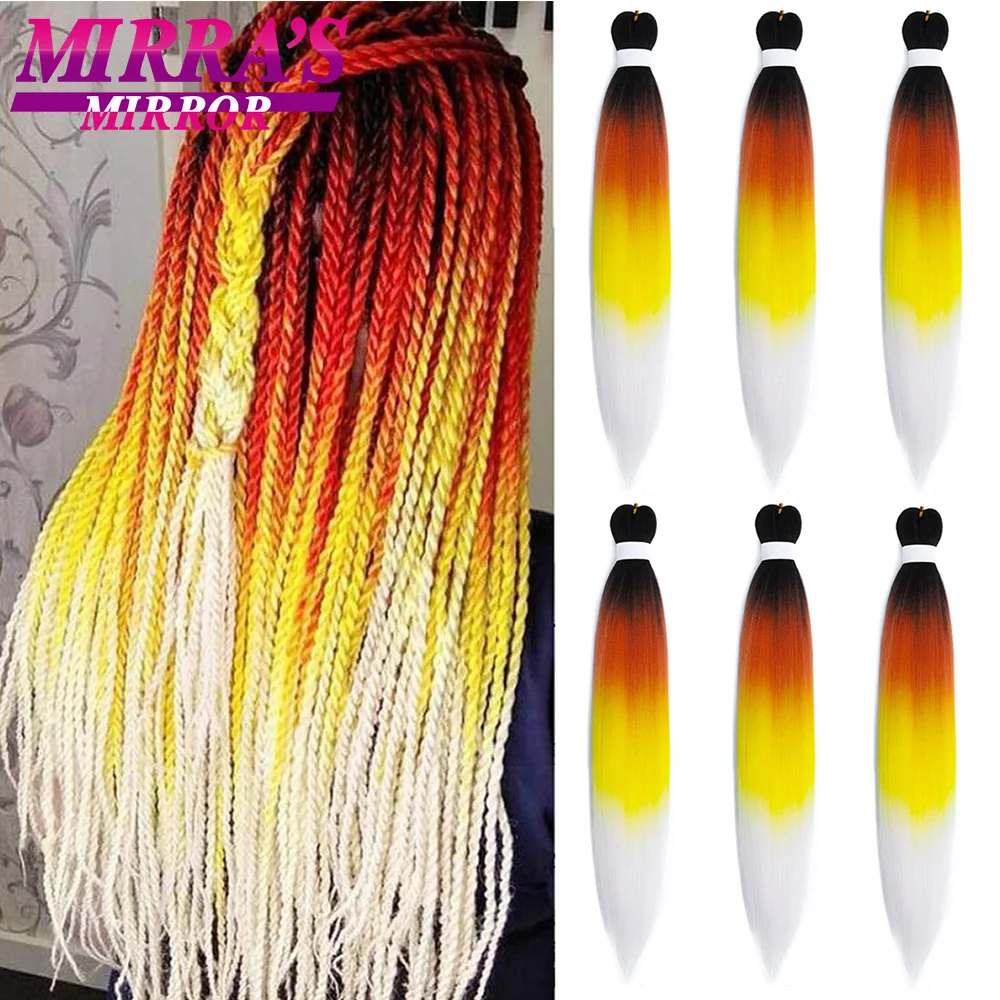 Braiding-Hair Hair-Extensions Pre-Stretched Afro Synthetic-Fiber Long Women 24inch Mirror