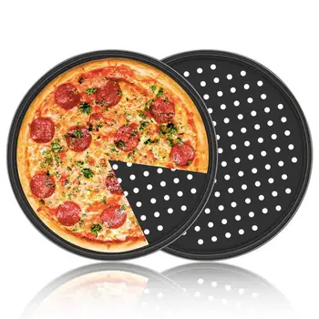

Carbon Steel Non-stick Pizza Baking Pan Mesh Tray Plate Bakeware Home Kitchen Restaurant Baking Tool
