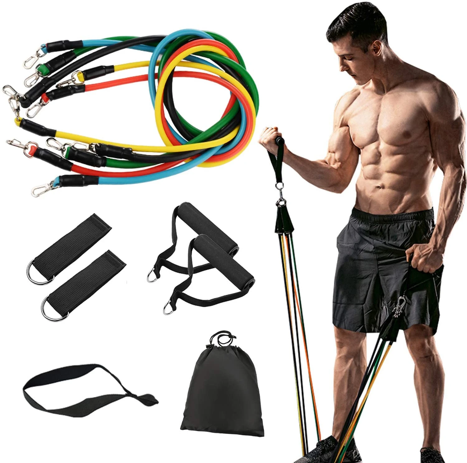 11pcs/set Pull Rope Fitness Exercises Resistance Bands Latex Tubes Pedal Excerci