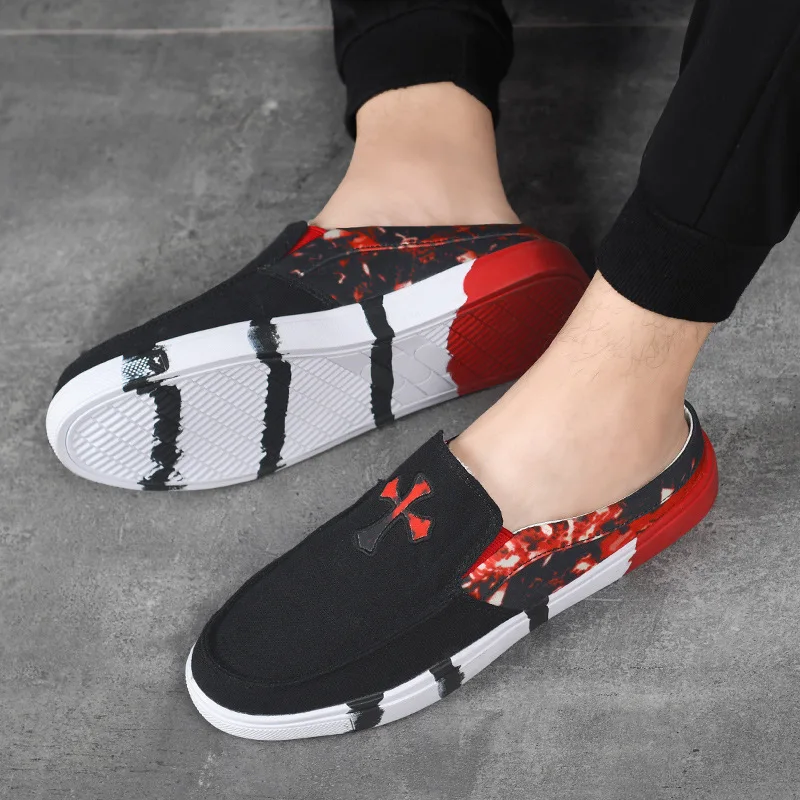 

Cheap Canvas Shoes Run-Casual Flat Shoes Trend No Heel ban tuo xie Young MEN'S Lazy Shoe Summer