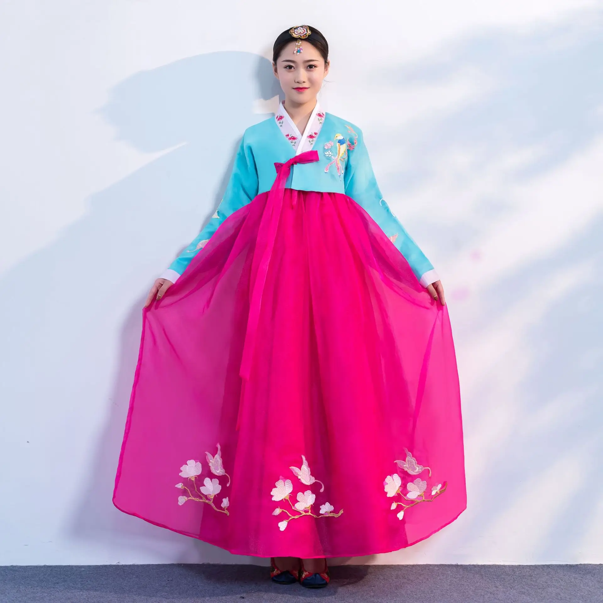 Ортодоксальный ханбок народный женский традиционный костюм корейское платье элегантный принцесса дворец Костюм Корея Emboridery Свадебная вечеринка
