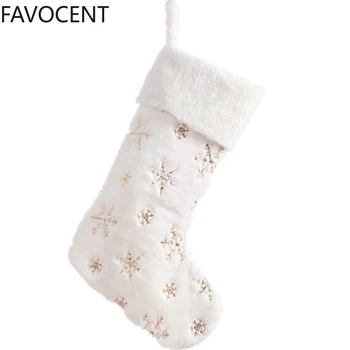 

New Christmas Stockings Christmas Decorations Super Soft Rabbit Fur Beads Embroidered High-end Hotel Home Gift Bag thanksgiving