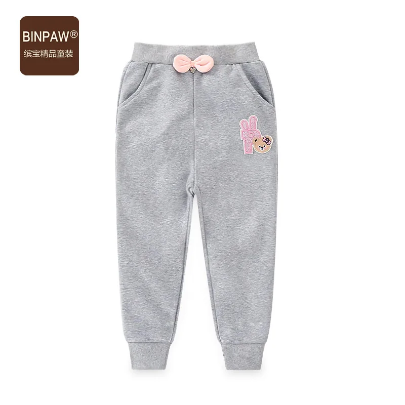 

2019 New Style Autumn Clothing Girls Casual Trousers Bin Paw Korean-style Big Boy Fashion Embroidered Bear Athletic Pants