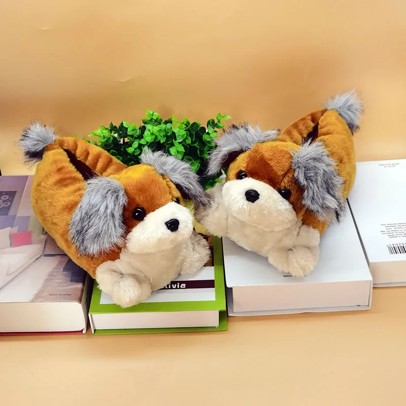 Dog Anime Indoor Slippers Warm Winter Home Fluffy New Fashion Men Women Bread Demon Soft Plush Shoes Unisex Cute Funny Christmas