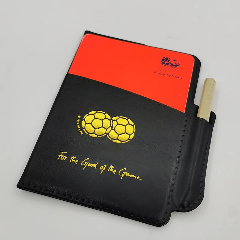 30pcs PU Leather Soccer referee cards with pencel book Fair Play match referee equipment Red And Yellow Card With Pencil