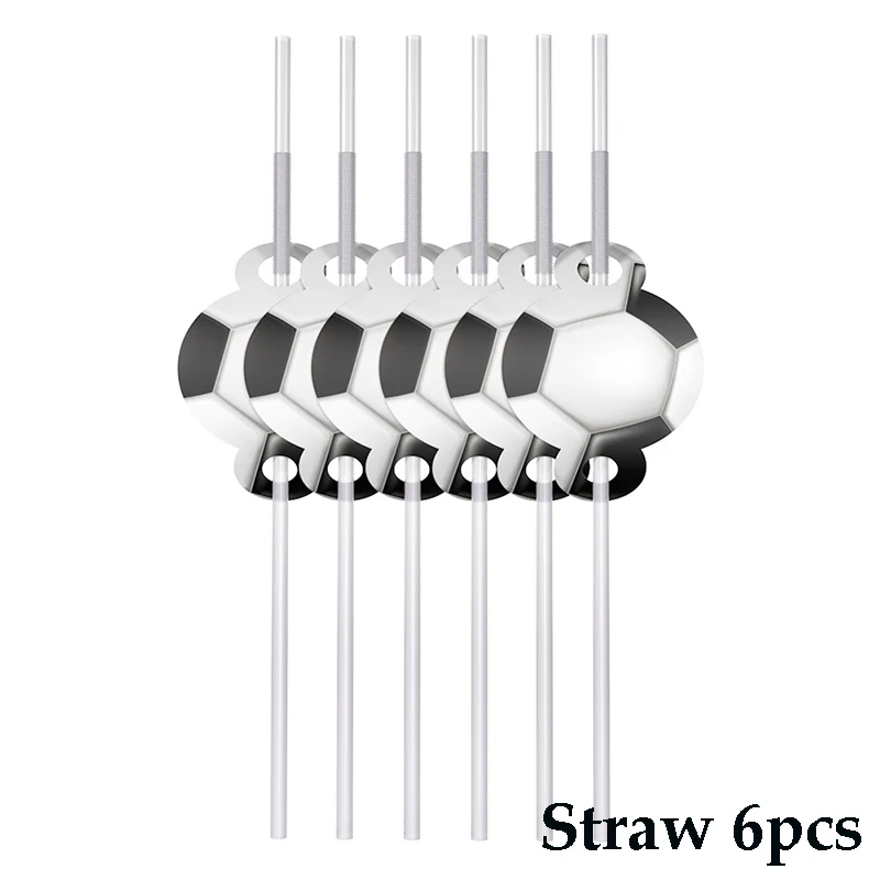 Мультяшная футбольная посуда наборы Праздничная детская вечеринка на день рождения Салфетка флаги бумажная чашка тарелка Свадебные украшения - Цвет: straw  6pcs
