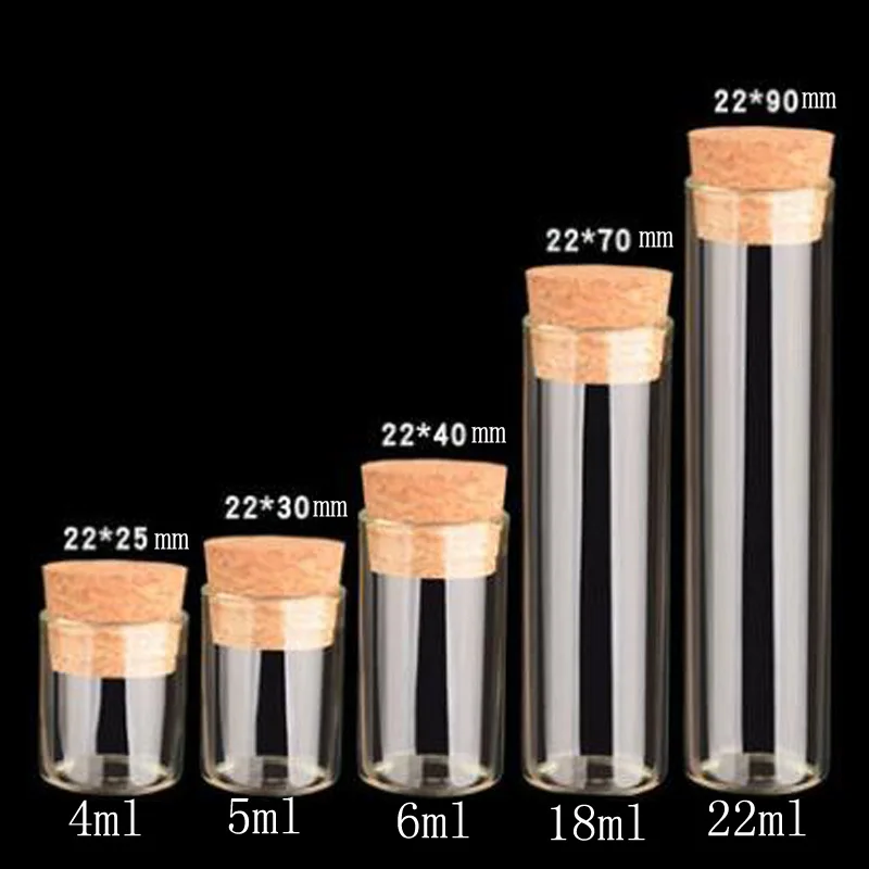 

50Pcs 4ml 22ml Mini Glass Bottles with Cork Stopper Tiny Vials Jars Containers Storage Bottles Message Wedding Jewelry Favor