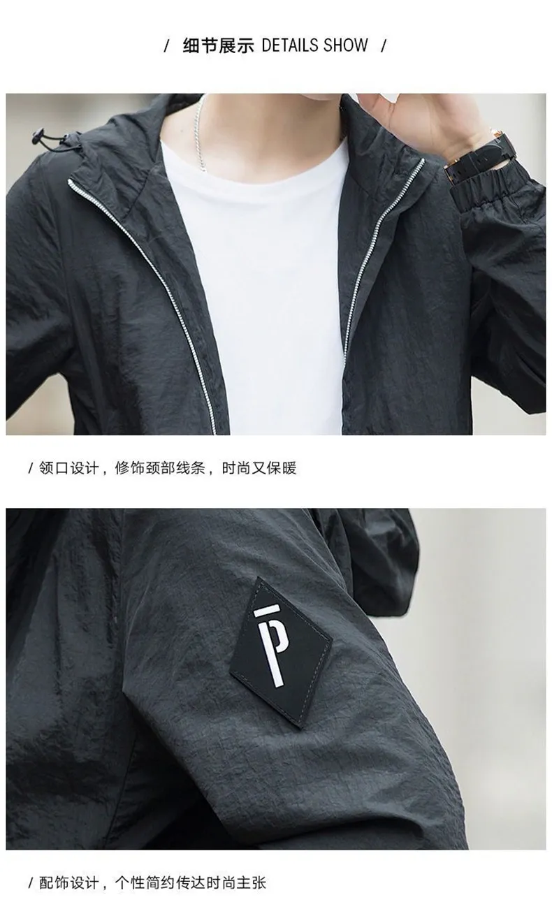 2019 Autumn Mens Jackets Windbreaker Jacket Coat Male Hooded Collar Lightweight Jacket Men Fashion INS Style Brand MuLS Fit 4XL 12