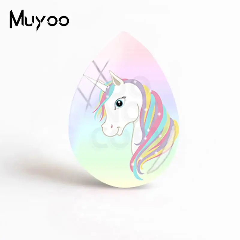 

2019 New Mysterious Unicorn Tear Drop Cabochon Handmade Jewelry Love Unicorns Glass Cabochons