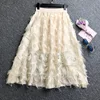 Luxury Chiffon Skirts Jupe Femme 2022 New Spring Summer Feather Tassel Midi Skirt High Waist Elegant Slim Long Maxi Skirt ► Photo 2/6