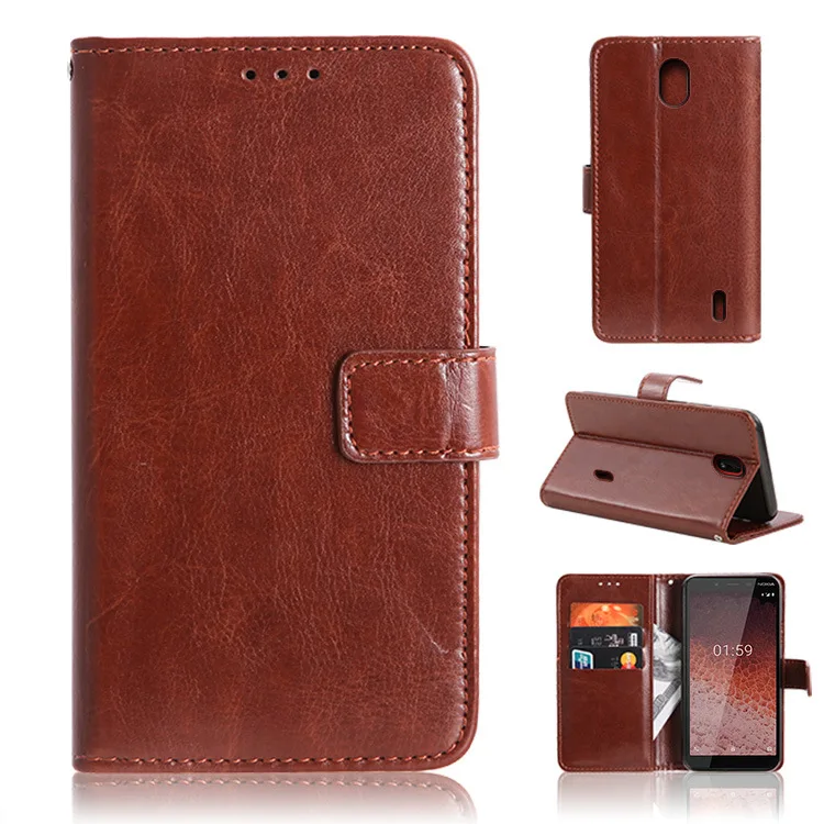 

Nokia1Plus Phone Case Leather Phone Cover Nokia 1Plus Crazy Horse Pattern Card Instert Wallet Phone Case