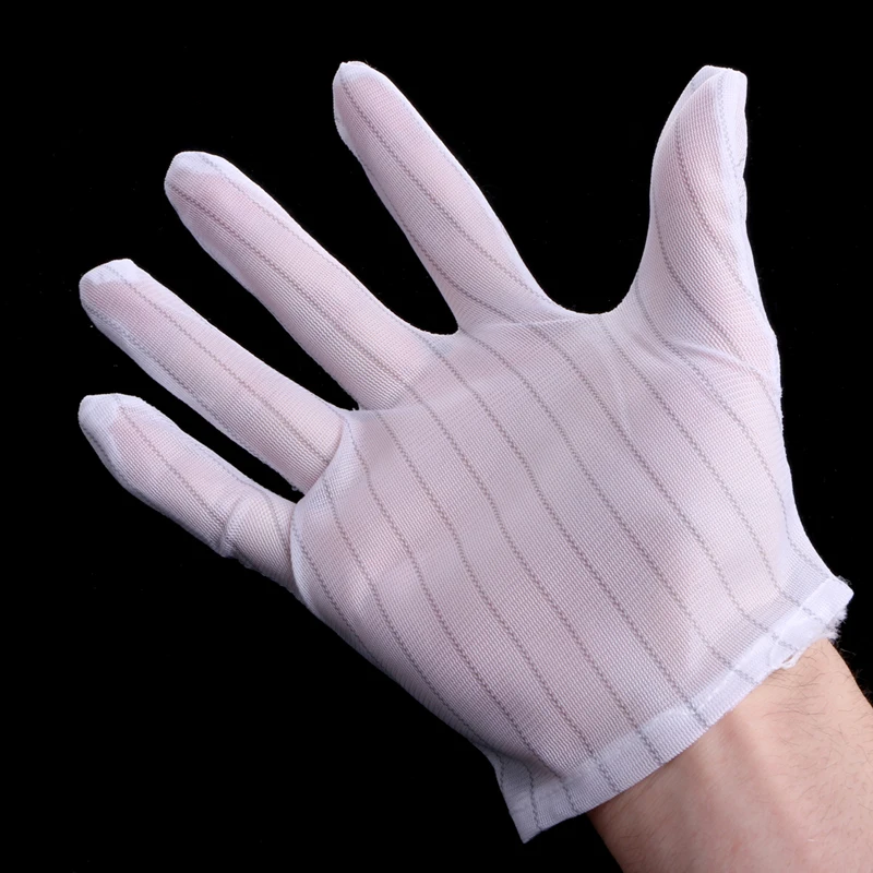 1 Pair Anti-static Anti-skid Glove Striped PC Computer Working Repair Safe Gloves