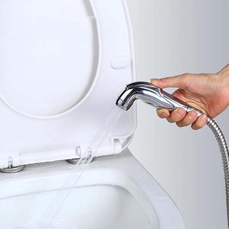 Home Bathroom Handheld Portable Chrome Plated ABS Toilet Bidet Shower Sprayer