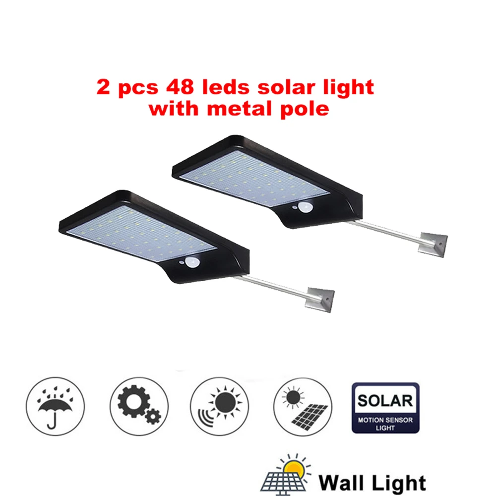 

2/4pcs 48 LED Outdoor Solar Wall Lamp PIR Motion Sensor Waterproof Light Garden Light Path Emergency Security Light 3 Sided Lumi