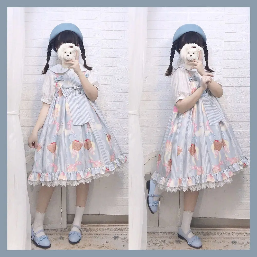Lolita Dress Jsk Sling Dress Women Vintage Japanese Harajuku Kawaii Clothing
