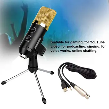 

Video Computer Mic Voiceover Home USB Microphone Desktop Easy Install With Stand Studio Recording Gaming Laptop PC Small