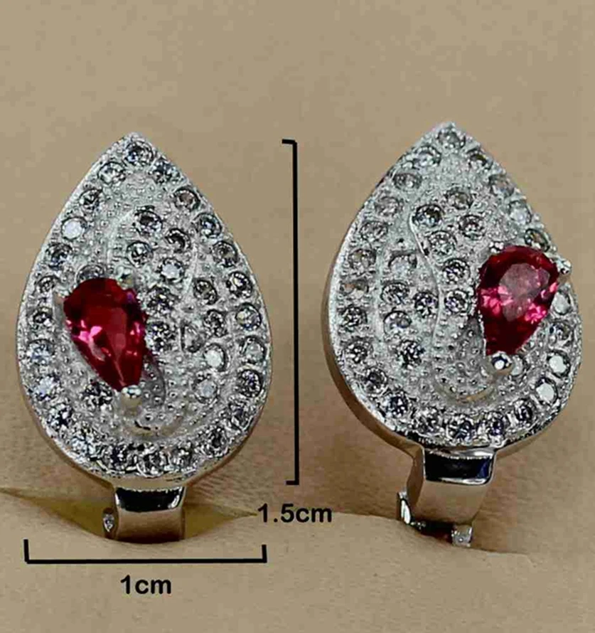 Fleure Esme Charms Shinning christmas Wedding Earrings For Women Men gifts dropshipping Red Cubic Zirconia Rhodium Plated R3120