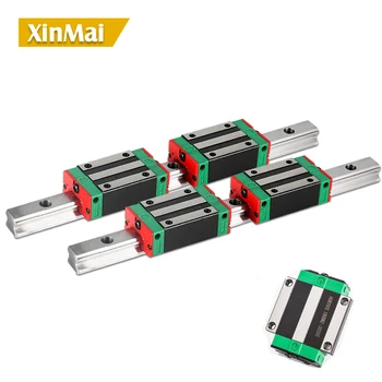 HGR35 2PCS linear guide rail 200- 2600 long with 4 pcs of linear block carriage HGH35CA hgh35 CNC parts 100% original hiwin 2 pcs hiwin linear guide hgr20 450mm linear rail with 4 pcs hgh20ca linear bearing blocks for cnc parts