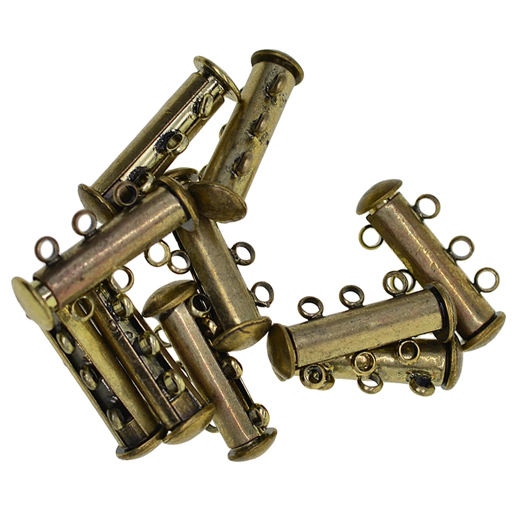 10Pcs 3 Strand Magnetic Slide Lock Tube Bead Loom Clasps Bronze 21x10x6mm