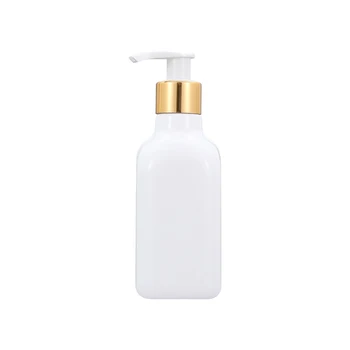 

30pcs 200ml white plastic Emulsion pump bottle 200cc Cosmetic packaging bottles, With gold pump bottle