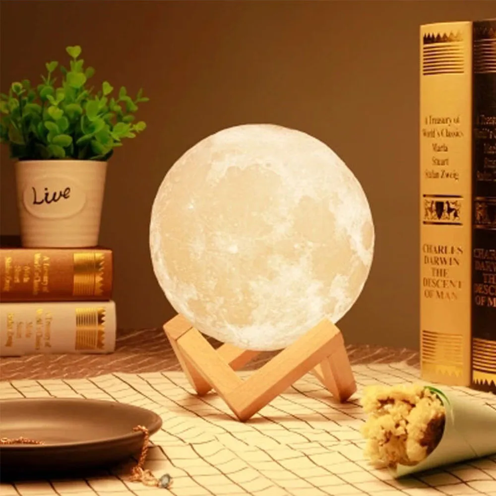 

LED Moon Lamp Night Light 3D Print Rechargeable 2 16Color Tap Control Lamp Remote Creative Bedside Table Desk Moonlight Dropship