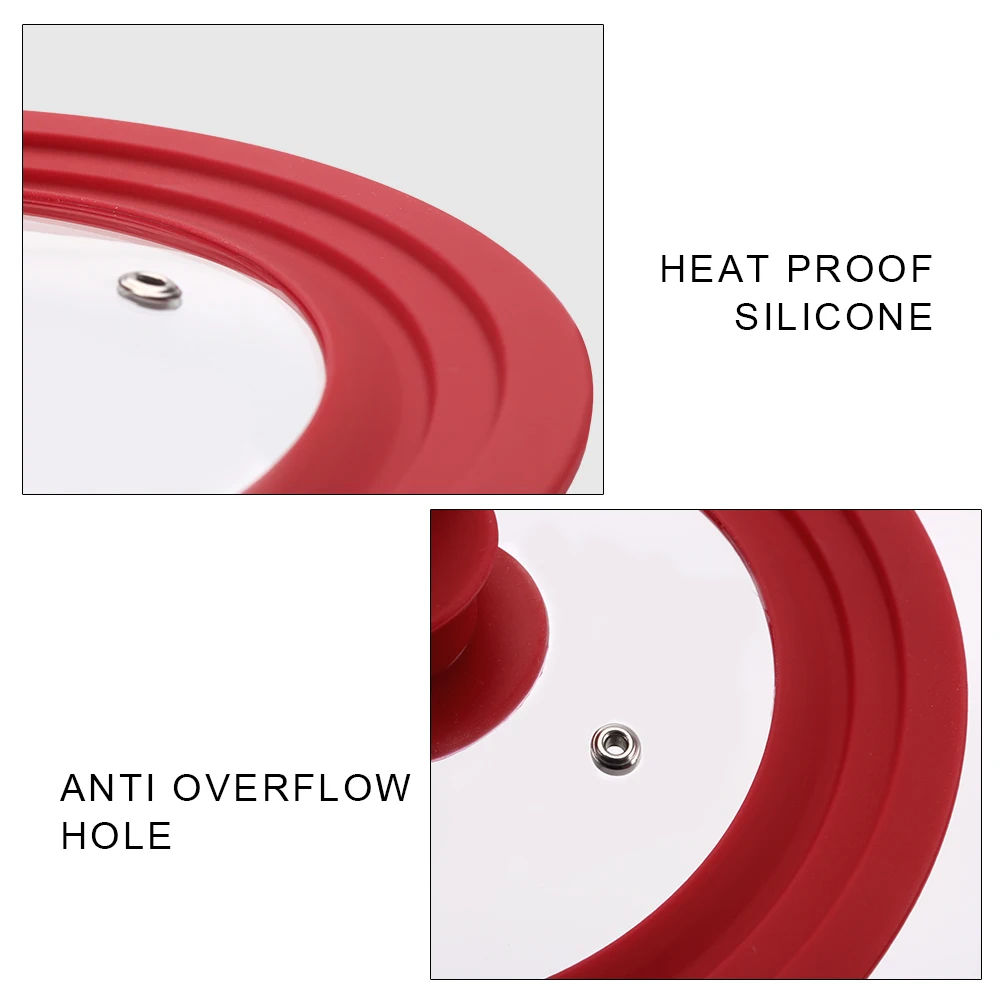 Drop-Proof Overflow Prevention Lid Multifunctional Kitchen Utensils Cookware Parts Silicone Edge Tempered Glass Pot Lid glass pot lid glass lid