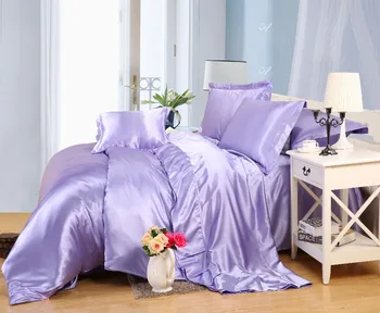 

sabanas 4pcs AB Side pure satin silk Duvet Cover 4pcs King queen size Bedding Set 1 Quilt cover 1 bed sheet 2 pillowcases
