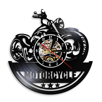 

Motorcycle CD Vinyl Record Wall Clock Modern Design LED Glowing Wall Clock Night Light Motorbike Wall Clocks reloj de pared