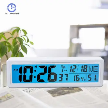 

LCD Electronic Clock Desktop Alarm Clock Temperature Humidity Display Digital Clock Snooze Table Clock Home Decoration Calendar
