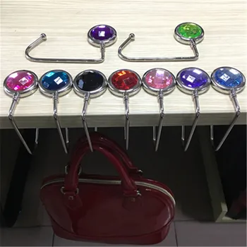 

Crystal Folding Magic Hook Portable Metal Bag Hanger Alloy Purse Table Hook Sundries Schoolbag Organizer Household Organization