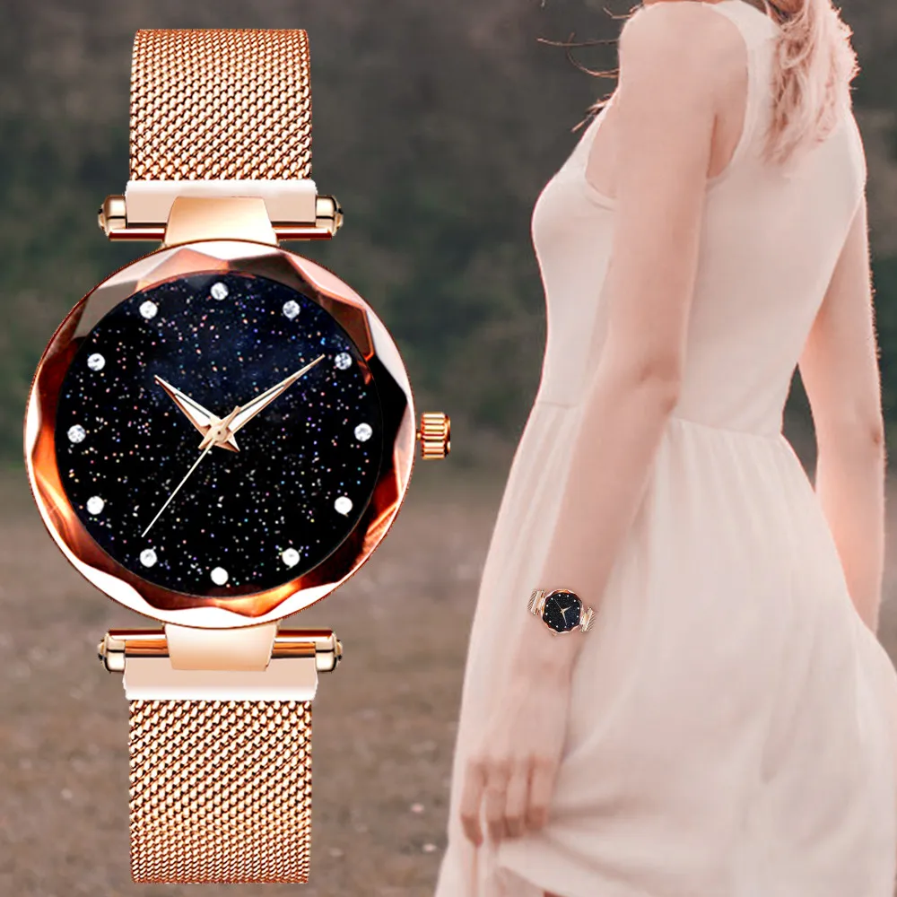 Роскошные Брендовые женские часы со стальным ремешком, магнитные часы звездного неба, женские часы, подарок, Женские кварцевые наручные часы, Relogio Feminino