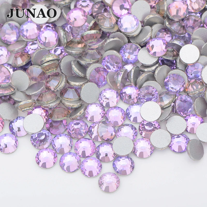 JUNAO Wholesale 100Gross 14400pc SS6 8 10 12 16 20 30 Flatback AB Crystal Glass Rhinestone In Bulk Non Hotfix Strass Nail Stones