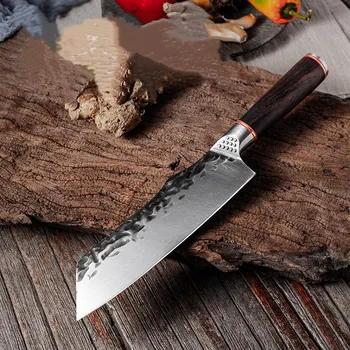

Stainless Steel Kitchen Knife Handmade Forged Hammer Shaped Chef Knife Wooden Handle Meat Cutter Sashimi Sushi Slicing Knives