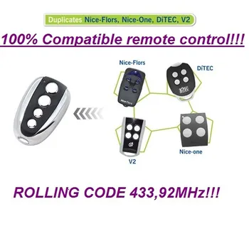 

For DITEC GOL4, NICE Flor-s, V2 remote control 433.92mhz Rolling Code command