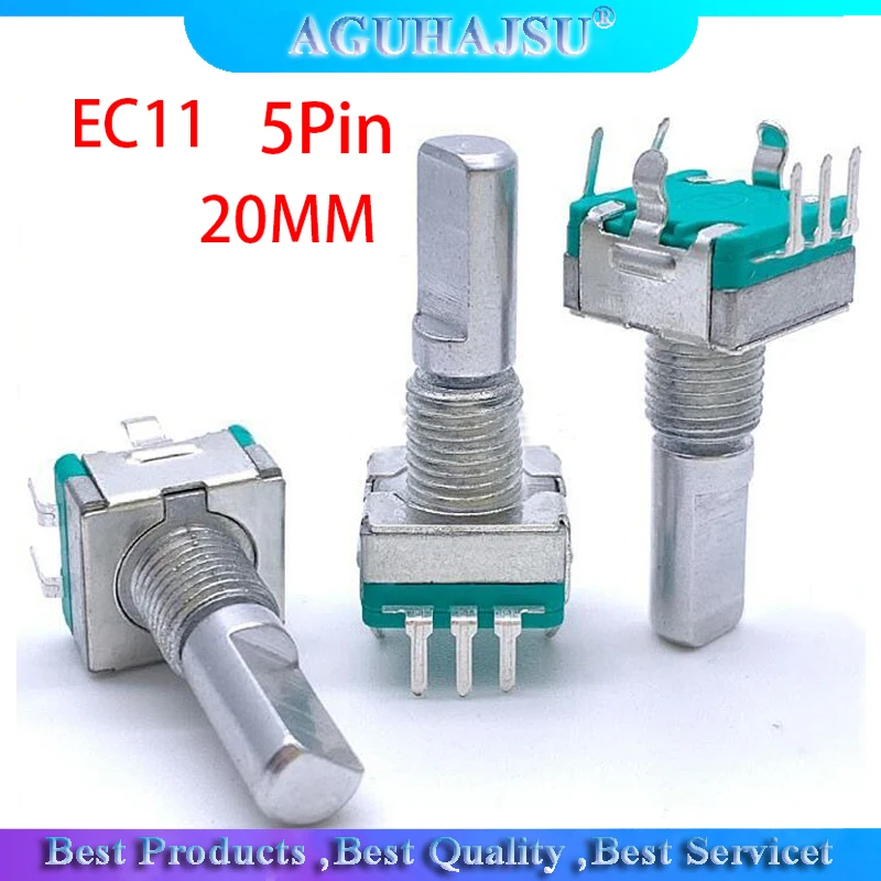 10pcs Half axis rotary encoder handle length 20mm code switch / EC11 digital potentiometer with 5Pin | Электронные компоненты и