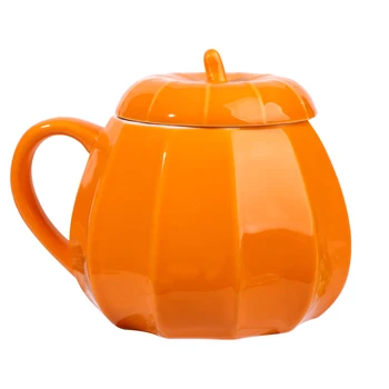 

1 Pc Creative Pumpkin Shape Cup Ceramic Cup Coffee Milk Cup Halloween Water Cup for Home Office (Orange)