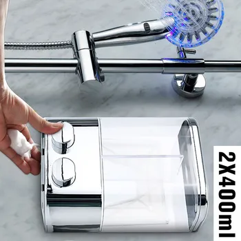 

Double Head Wall Mount Shampoo Shower Gel Dispenser Liquid Foam Lotion Bottle Plastic Manual Dispensador for Kitchen Bathroom