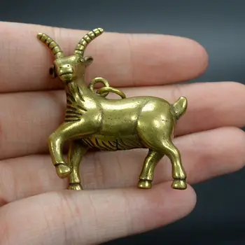 

Chinese old collection handwork bronze Zodiac sheep Key buckle Statues 22g